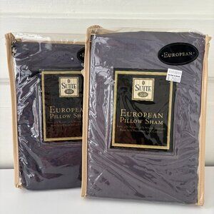 Suite 109 Bamboo Brocade Pair European Euro Pillow Shams Satin Purple Set of 2